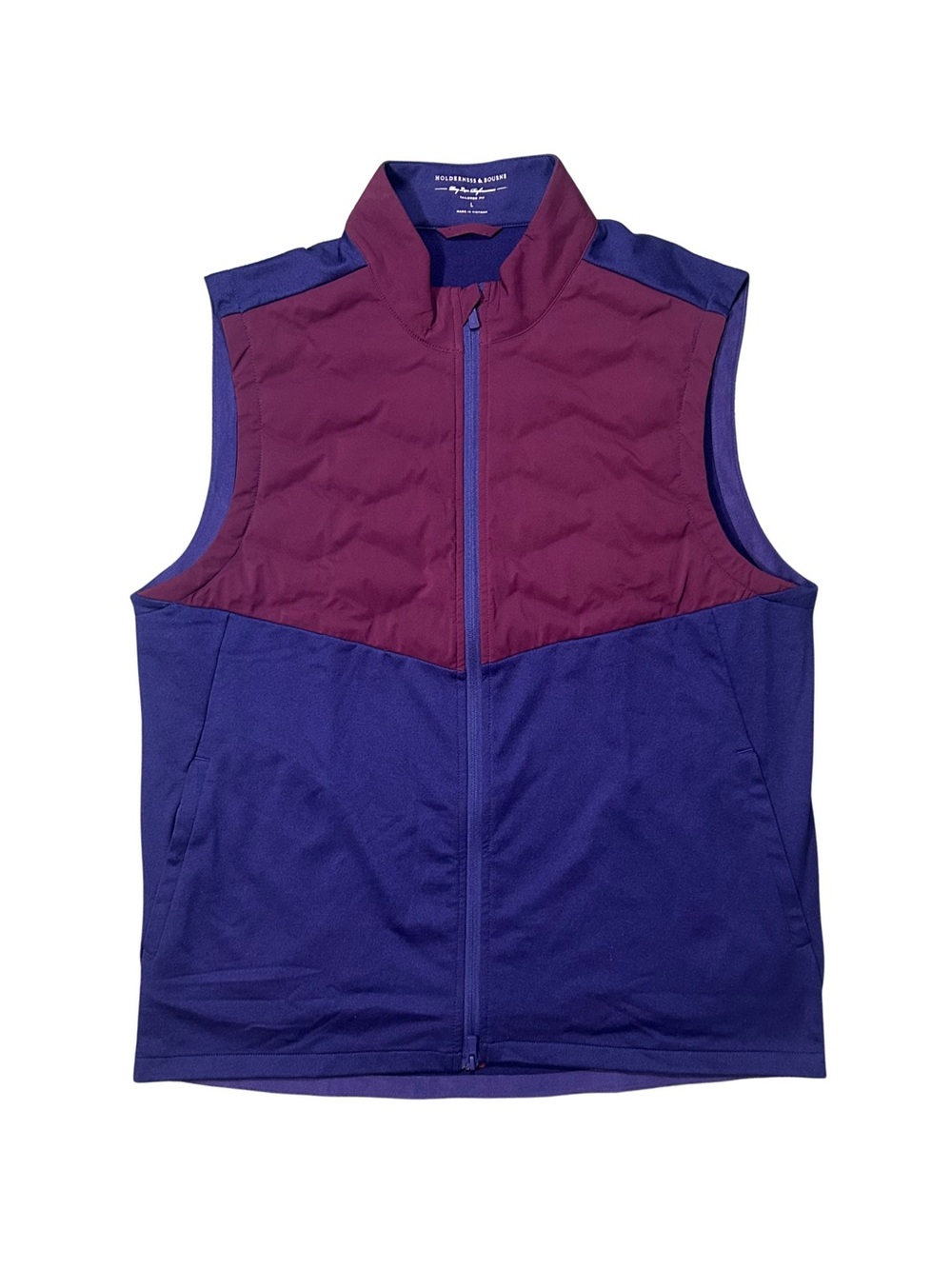 Holderness & Bourne Navy Blue Dark Claret Red The Morris Vest Golf Full-Zip NWOT